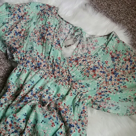 Umgee Mint floral maxi dress w/dramatic slits. - Picture 3 of 3